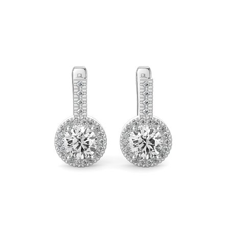 Earring Huggies with Claw Set Total 1.23cts Lab-Grown Round Diamonds