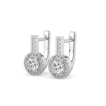 Earring Huggies with Claw Set Total 1.23cts Lab-Grown Round Diamonds