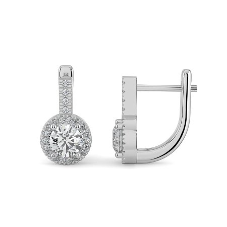 Earring Huggies with Claw Set Total 1.23cts Lab-Grown Round Diamonds