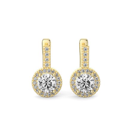 Earring Huggies with Claw Set Total 1.23cts Lab-Grown Round Diamonds
