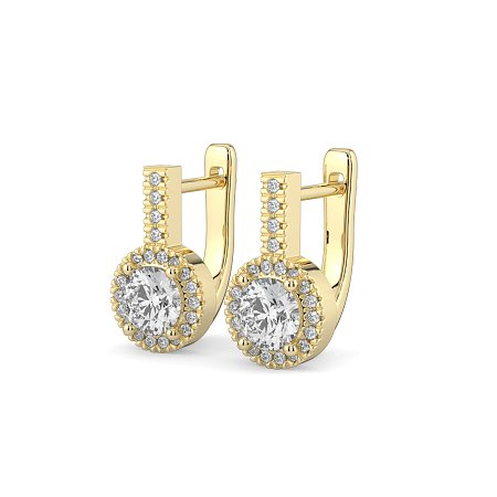 Earring Huggies with Claw Set Total 1.23cts Lab-Grown Round Diamonds