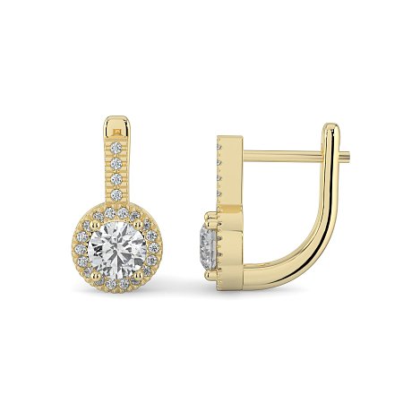 Earring Huggies with Claw Set Total 1.23cts Lab-Grown Round Diamonds