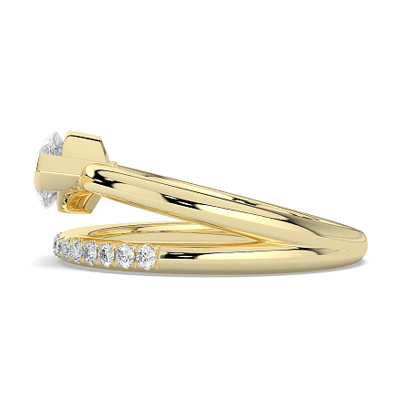 Minimal Bold Side Stones Ring with IGI LG Diamonds 1.23cts Total Weight