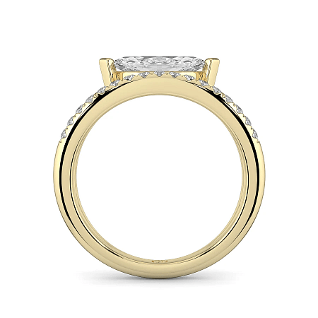 Minimal Bold Side Stones Ring with IGI LG Diamonds 1.23cts Total Weight