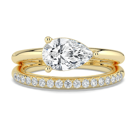 Minimal Bold Side Stones Ring with IGI LG Diamonds 1.14cts Total Weight