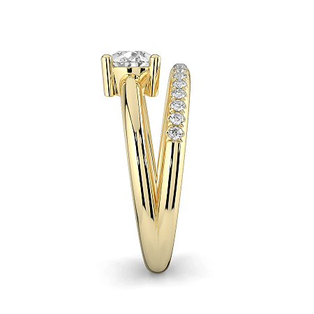 Minimal Bold Side Stones Ring with IGI LG Diamonds 1.14cts Total Weight