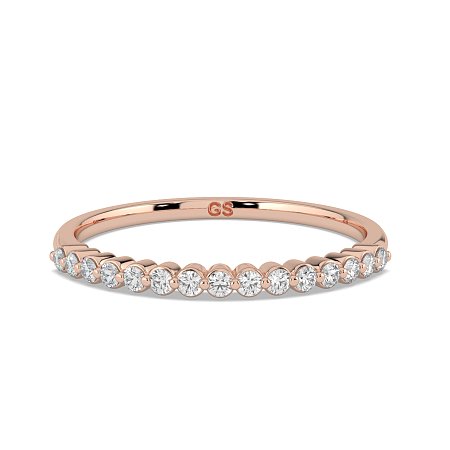 Thin Stacker Ring with Shared Claws Diamonds of 0.12cts