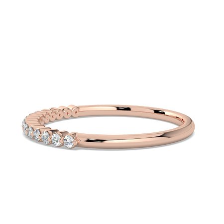 Thin Stacker Ring with Shared Claws Diamonds of 0.12cts