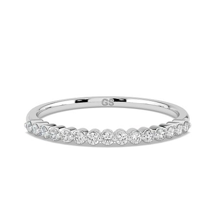 Thin Stacker Ring with Shared Claws Diamonds of 0.12cts