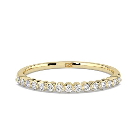 Thin Stacker Ring with Shared Claws Diamonds of 0.12cts