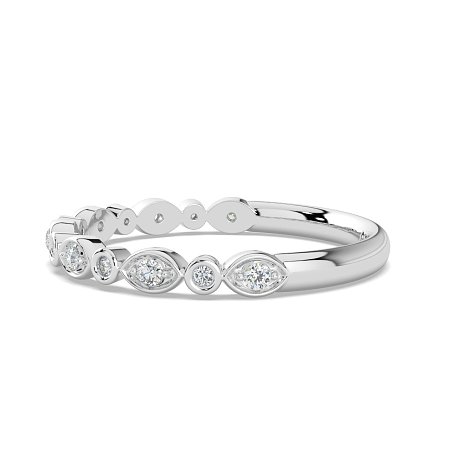 Marquise and Round Shaped Bezel Stacker Ring