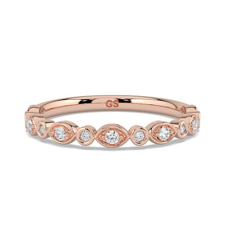 Marquise and Round Shaped Bezel Stacker Ring