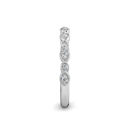 Marquise and Round Shaped Bezel Stacker Ring