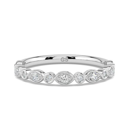 Marquise and Round Shaped Bezel Stacker Ring
