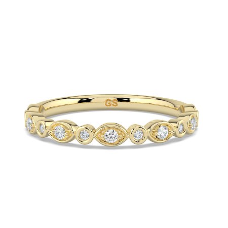 Marquise and Round Shaped Bezel Stacker Ring