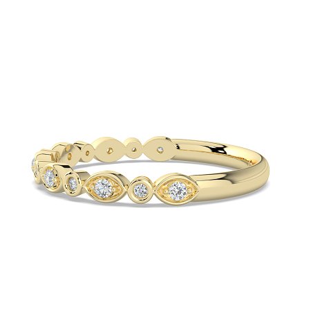 Marquise and Round Shaped Bezel Stacker Ring
