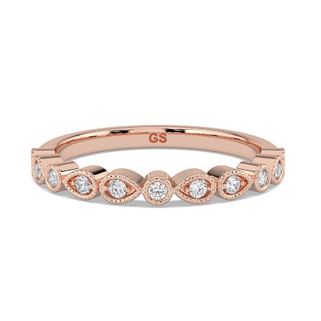 Stacker Ring with Milgrain on Pear and Round Shaped Bezels