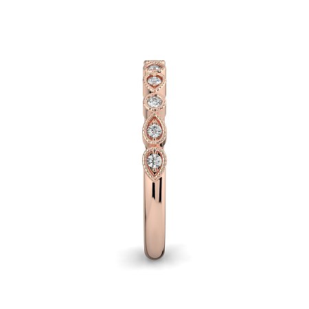 Stacker Ring with Milgrain on Pear and Round Shaped Bezels