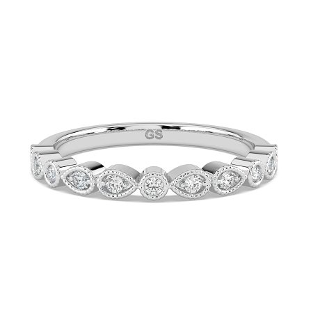 Stacker Ring with Milgrain on Pear and Round Shaped Bezels