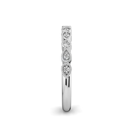 Stacker Ring with Milgrain on Pear and Round Shaped Bezels