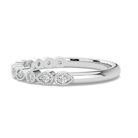 Stacker Ring with Milgrain on Pear and Round Shaped Bezels