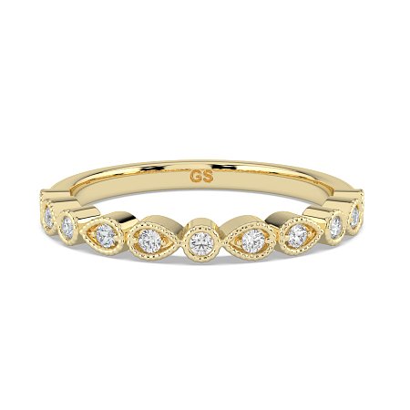 Stacker Ring with Milgrain on Pear and Round Shaped Bezels