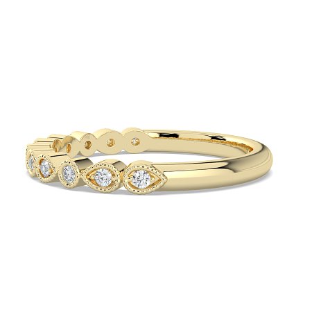 Stacker Ring with Milgrain on Pear and Round Shaped Bezels