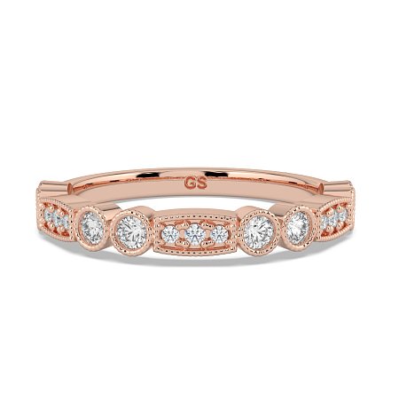 Stacker Ring with Milgrain on Oval and Round Shaped Bezels