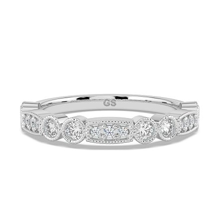 Stacker Ring with Milgrain on Oval and Round Shaped Bezels