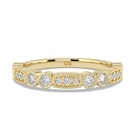 Stacker Ring with Milgrain on Oval and Round Shaped Bezels