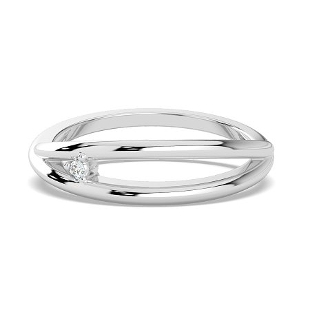 Plain Cross-Over Stacker Ring with Single Diamond