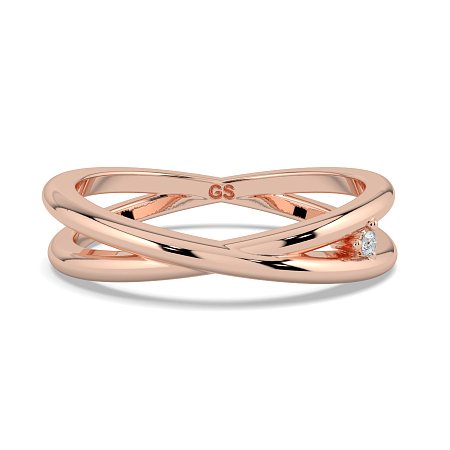 Plain Cross-Over Stacker Ring with Single Diamond