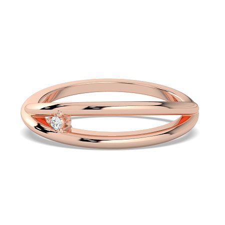 Plain Cross-Over Stacker Ring with Single Diamond