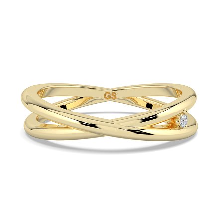 Plain Cross-Over Stacker Ring with Single Diamond