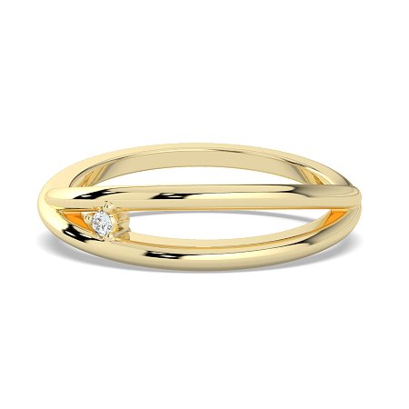 Plain Cross-Over Stacker Ring with Single Diamond