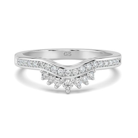 Curved Stacker Ring with Diamonds Channel