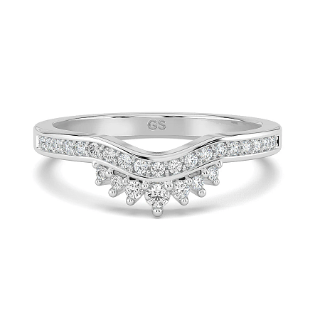 Curved Stacker Channel Wedding Ring with Natural Diamonds 0.13ct Total Weight