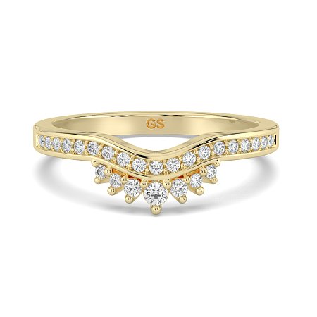 Curved Stacker Ring with Diamonds Channel
