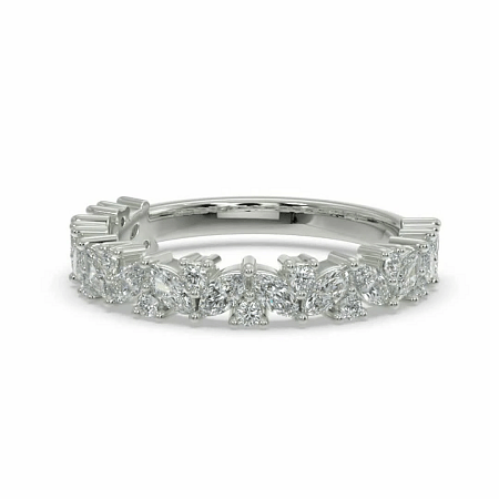 18ct Wg Scattered Marqui and Round Diamond Band