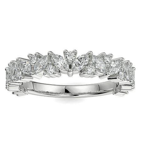 18ct Wg Scattered Marqui and Round Diamond Band
