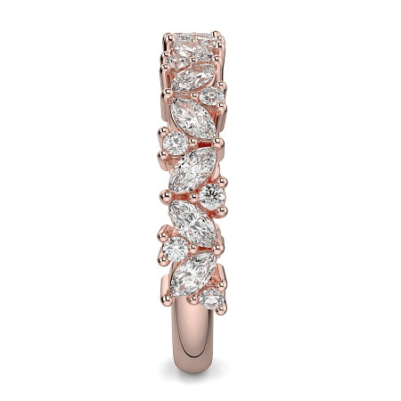 18ct Wg Scattered Marqui and Round Diamond Band
