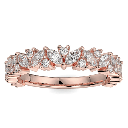 18ct Wg Scattered Marqui and Round Diamond Band