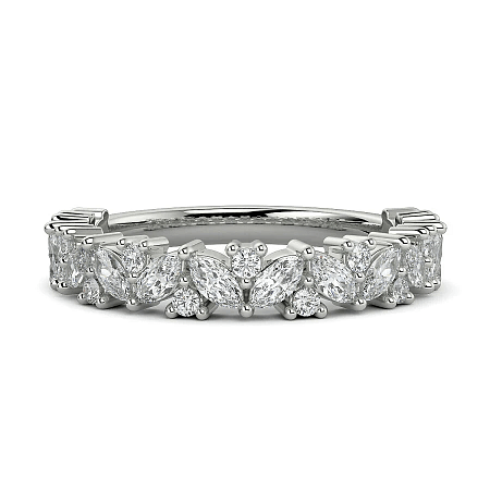 18ct Wg Scattered Marqui and Round Diamond Band