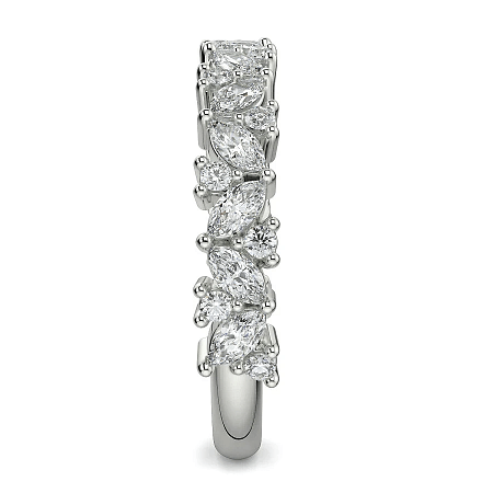 18ct Wg Scattered Marqui and Round Diamond Band