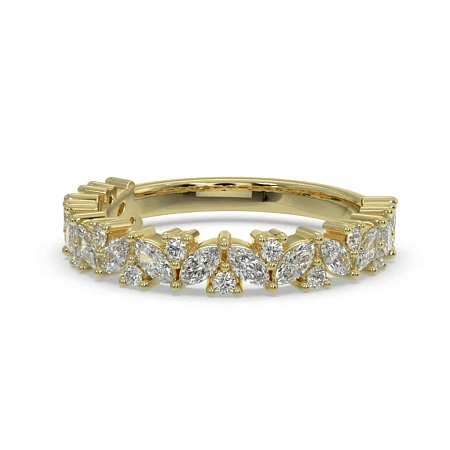 18ct Wg Scattered Marqui and Round Diamond Band