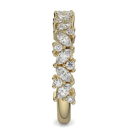 18ct Wg Scattered Marqui and Round Diamond Band