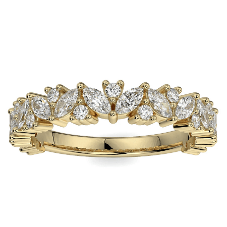 18ct Wg Scattered Marqui and Round Diamond Band