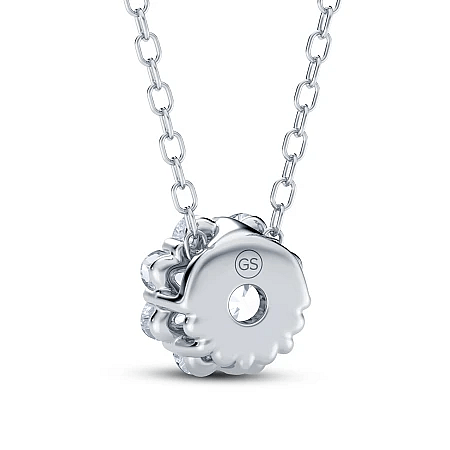 Flower Diamond Necklace with LG Diamonds 1.1CTS Total Weight