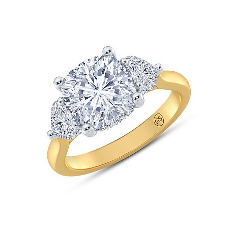 3 Stones Engagement Ring with LG Diamonds 3.59ct Total Weight