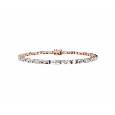 Tennis Bracelet with Horizontal Emerald Lab Grown Diamonds 5cts Total Weight
